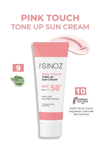 Sinoz Pink Touch Spf 50 Cilt Aydınlatıcı Ton Eşitleyici Pembe Yüz Güneş Kremi 50 ml Tüm Ciltler Için - 4