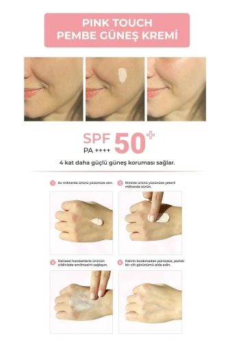 Sinoz Pink Touch Spf 50 Cilt Aydınlatıcı Ton Eşitleyici Pembe Yüz Güneş Kremi 50 ml Tüm Ciltler Için - 5